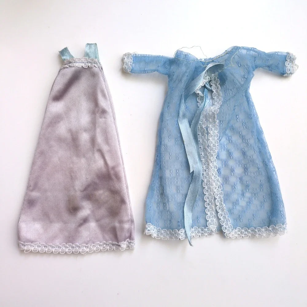 Vtg 70s Sindy Doll #1113‎ Let's Get Our Beauty Sleep Outfit Blue Nightgown Robe